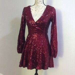 Gianni Bini Burgundy Sequin Dress